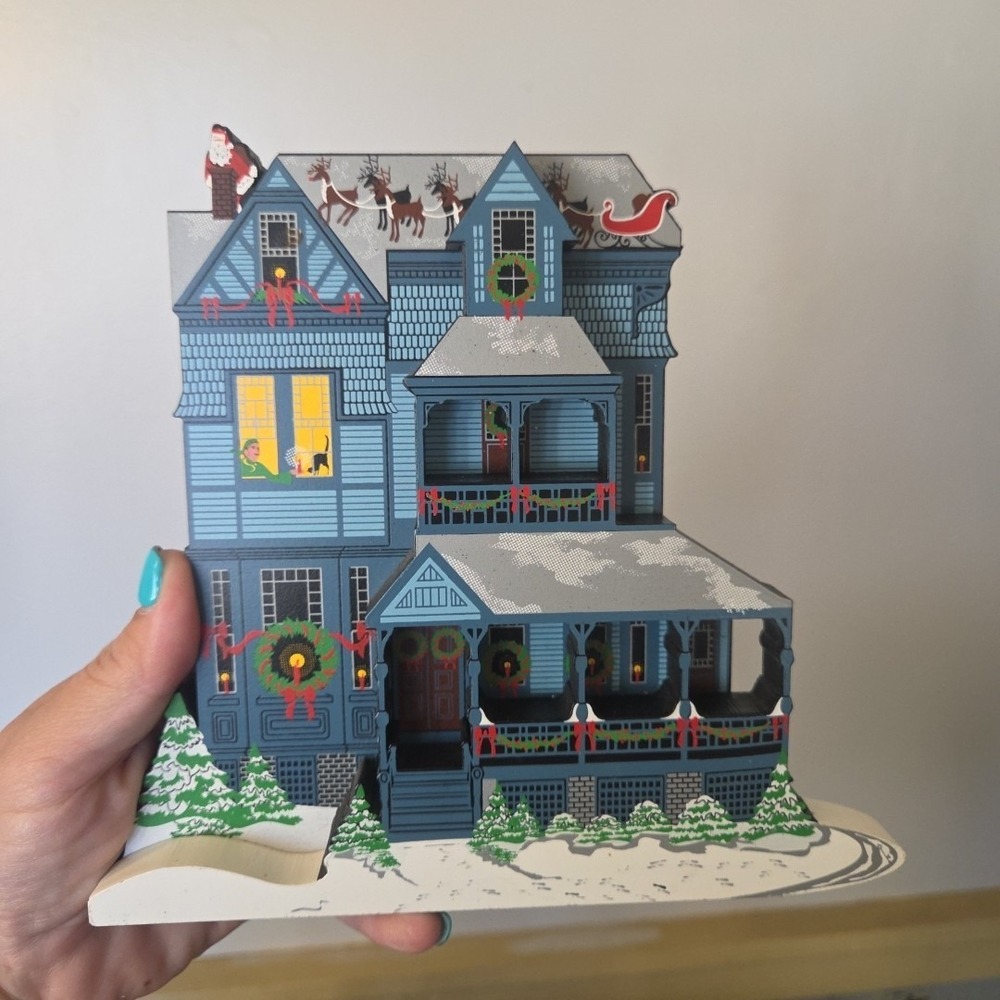 1998 Shelias NIGHT BEFORE CHRISTMAS House 7" Deco Signed 4678/7500 USA